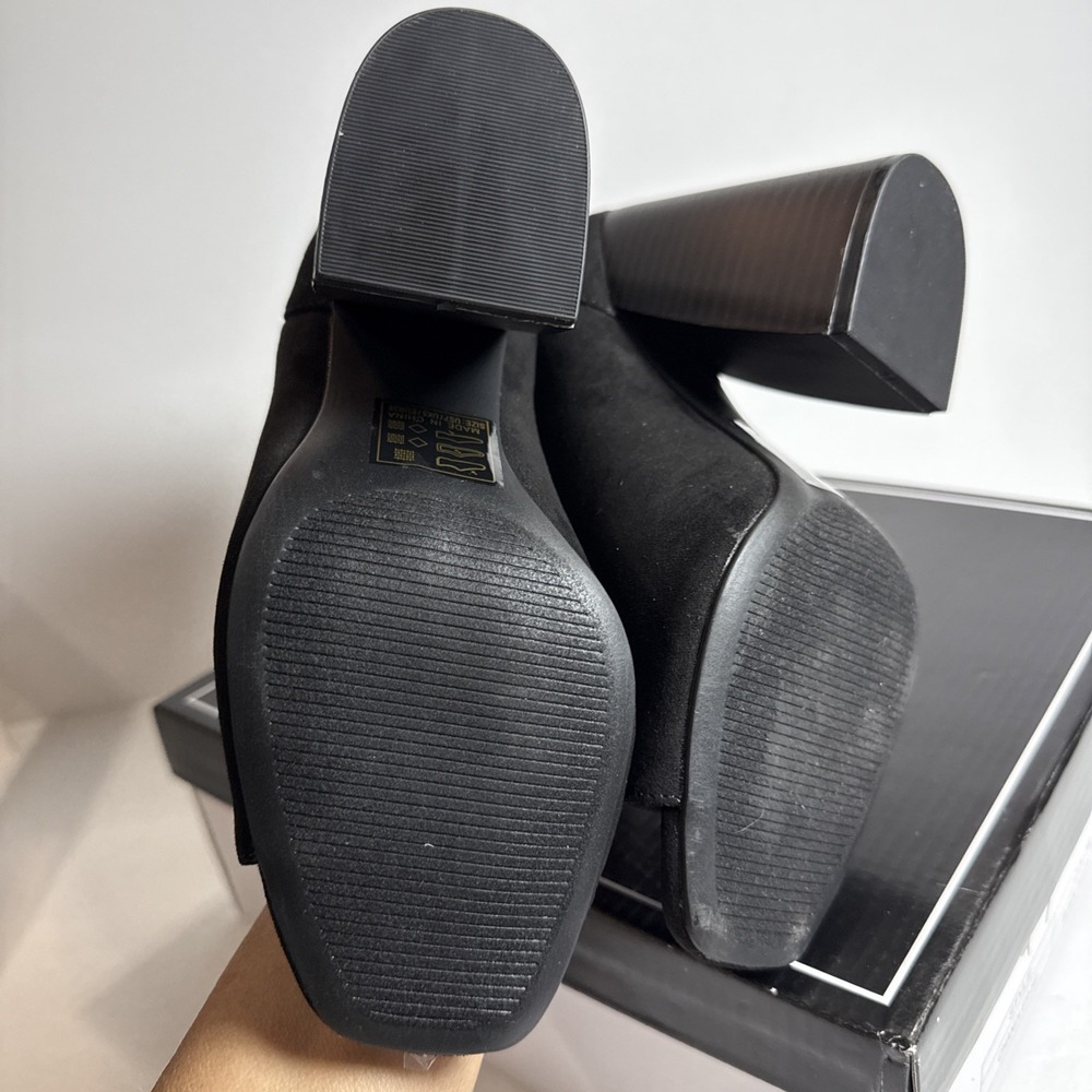 Qupid Black Suede Ankle Boot Slip On Chandler Open Toe NEW Size 8.5 - Picture 3 of 6